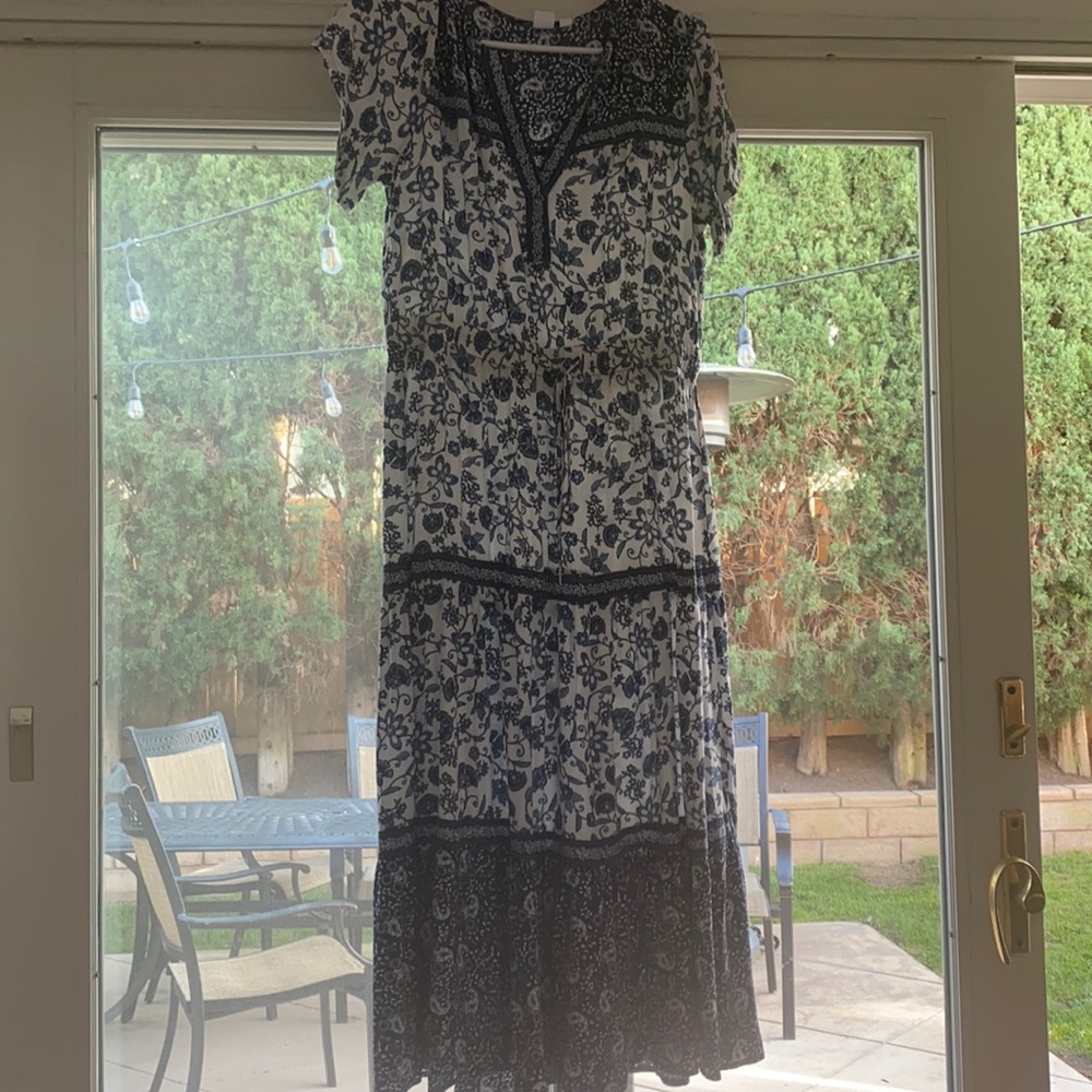 Blue and White Maxi Dress